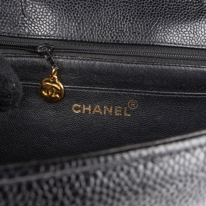 Chanel Horizontal Quilted Caviar Leather Jumbo 24K Gold Single Flap Crossbody Bag