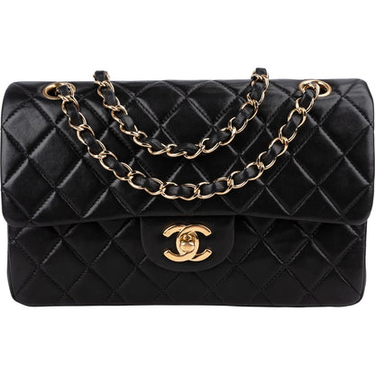 Chanel Quilted Lambskin 24K Gold Small Double Flap Shoulder Bag
