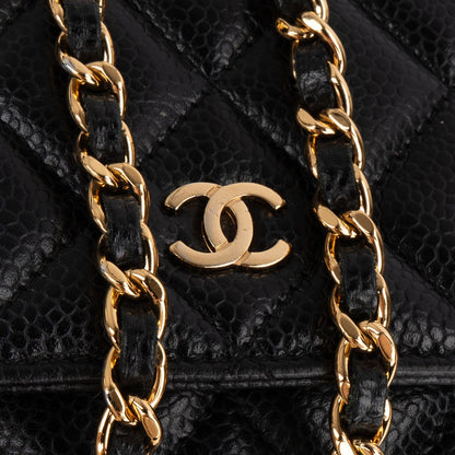 Chanel Quilted Caviar Leather Wallet On Chain Crossbody Bag