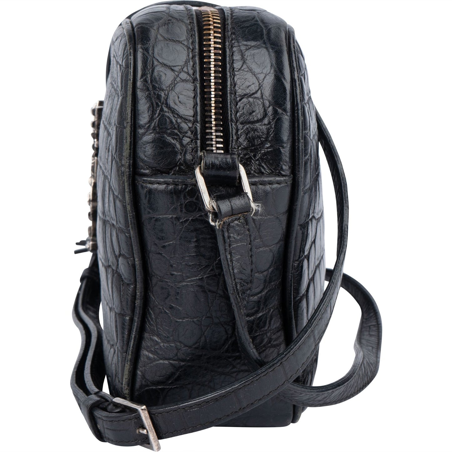 Saint Laurent Croc-Embossed Leather Lou Camera Crossbody Bag