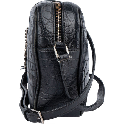Saint Laurent Croc-Embossed Leather Lou Camera Crossbody Bag