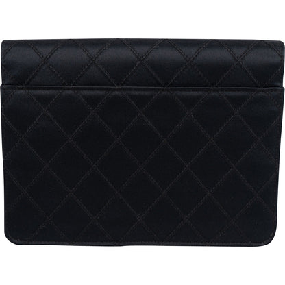 Chanel Quilted Satin Crystal CC Flap Clutch