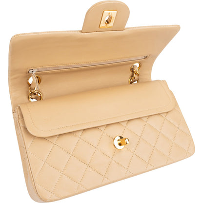 Chanel Quilted Lambskin 24K Gold Small Double Flap Shoulder Bag