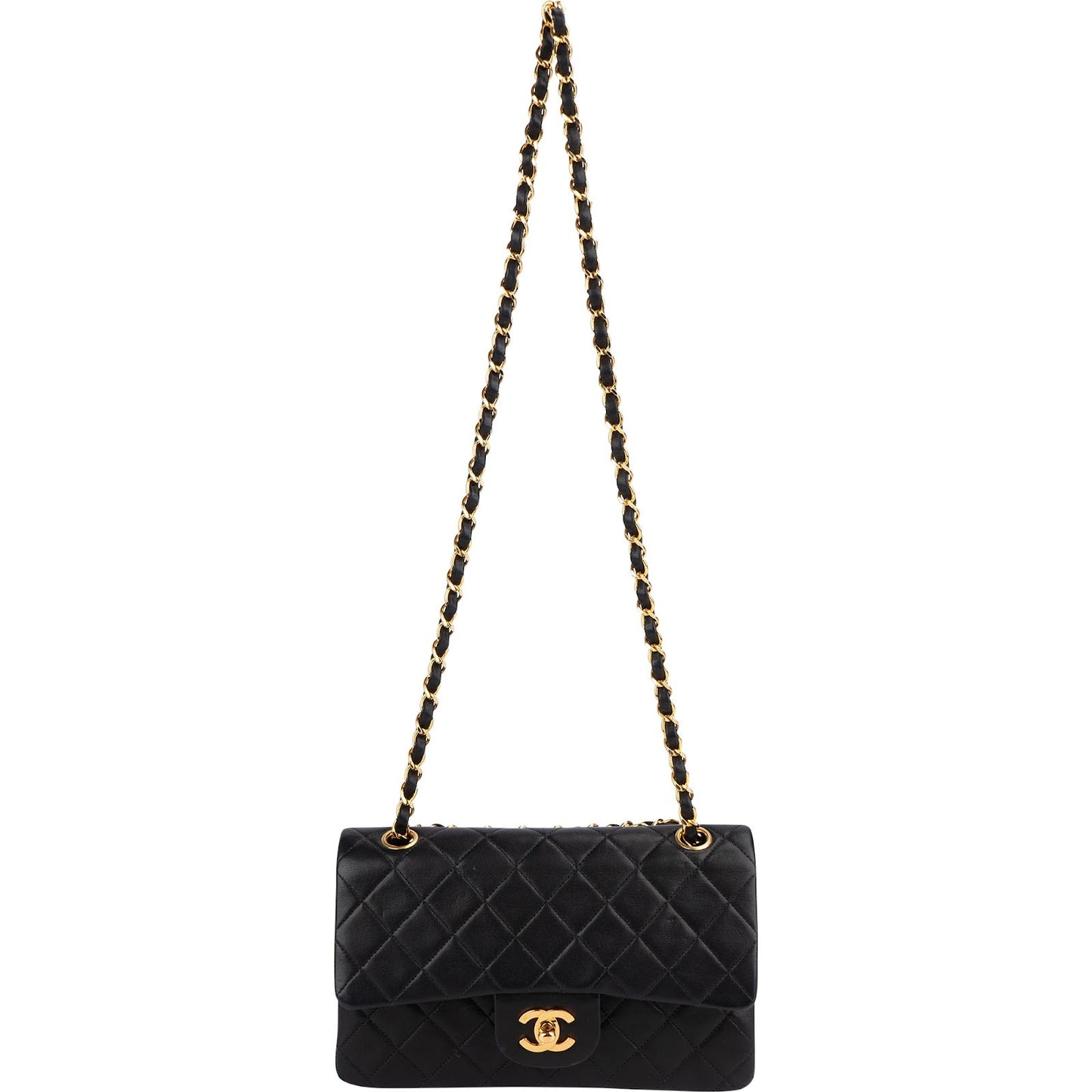 Chanel Quilted Lambskin 24K Gold Small Double Flap Shoulder Bag
