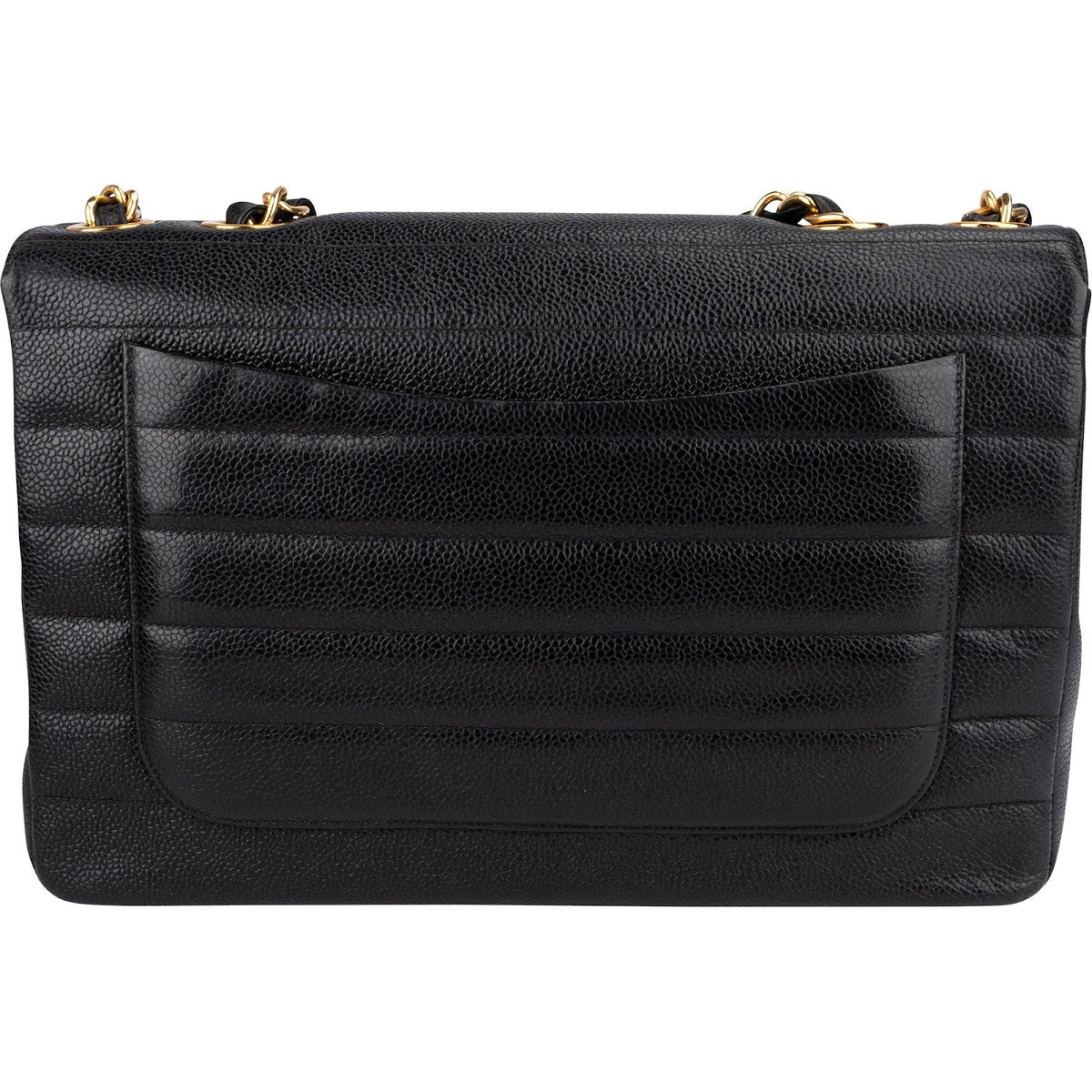 Chanel Horizontal Quilted Caviar Leather Jumbo 24K Gold Single Flap Crossbody Bag