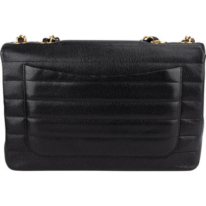 Chanel Horizontal Quilted Caviar Leather Jumbo 24K Gold Single Flap Crossbody Bag