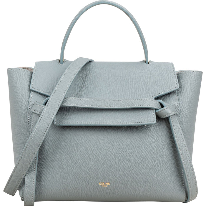 Celine Light Blue Leather Grained Calfskin Belt Handbag