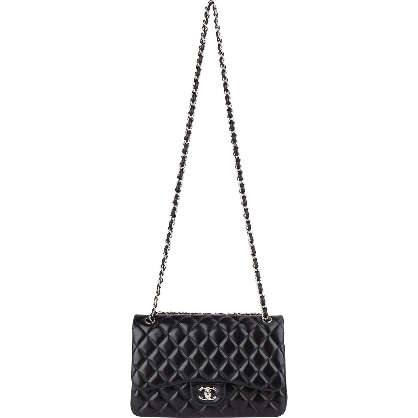 Chanel Quilted Lambskin Jumbo Double Flap Crossbody Bag