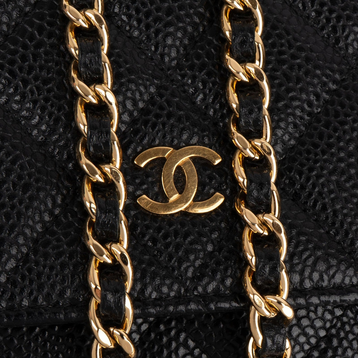 Chanel Quilted Caviar Leather CC Wallet On Chain Crossbody Bag