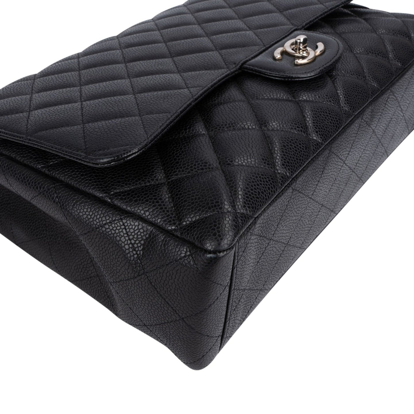Chanel Quilted Caviar Leather Palladium Maxi Single Flap Crossbody Bag