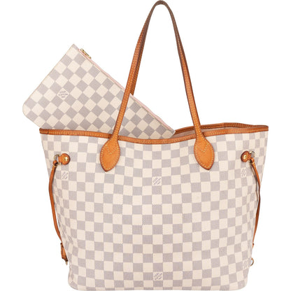 Louis Vuitton Monogram Damier Azur Neverfull MM Shoulder Bag