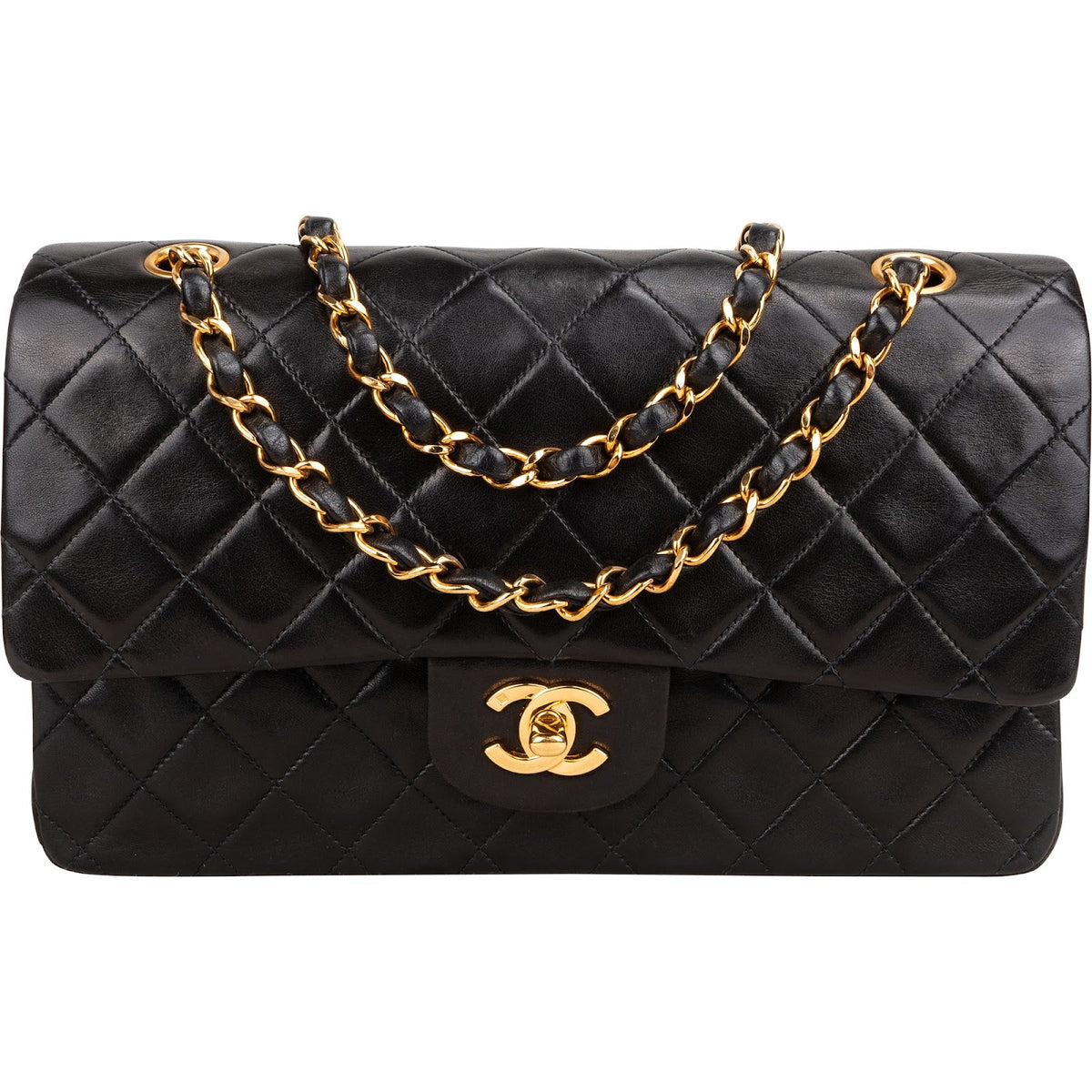 Chanel Quilted Lambskin 24K Gold Medium Double Flap Shoulder Bag