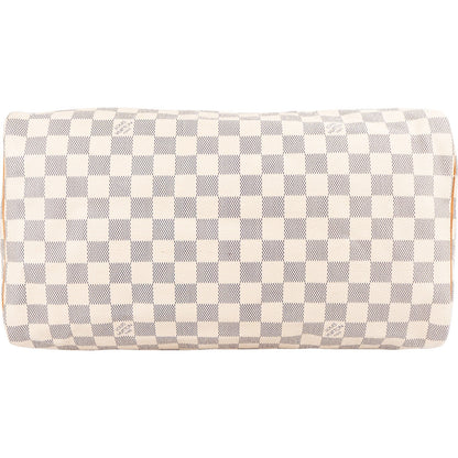 Louis Vuitton Monogram Damier Azur Canvas Speedy 35 Handbag