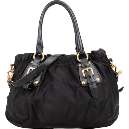 Prada Black Nylon Logo Handbag