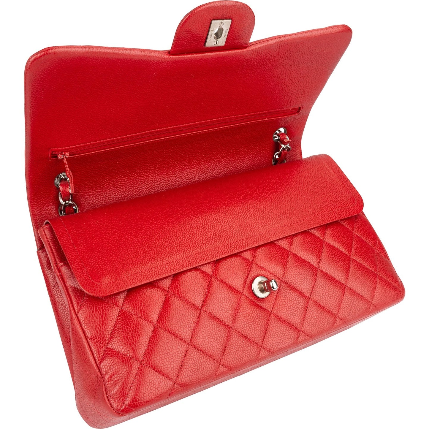 Chanel Quilted Caviar Leather Jumbo Double Flap Crossbody Bag