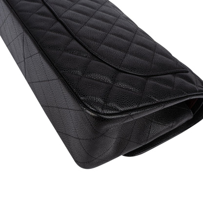 Chanel Quilted Caviar Leather Jumbo Double Flap Crossbody Bag