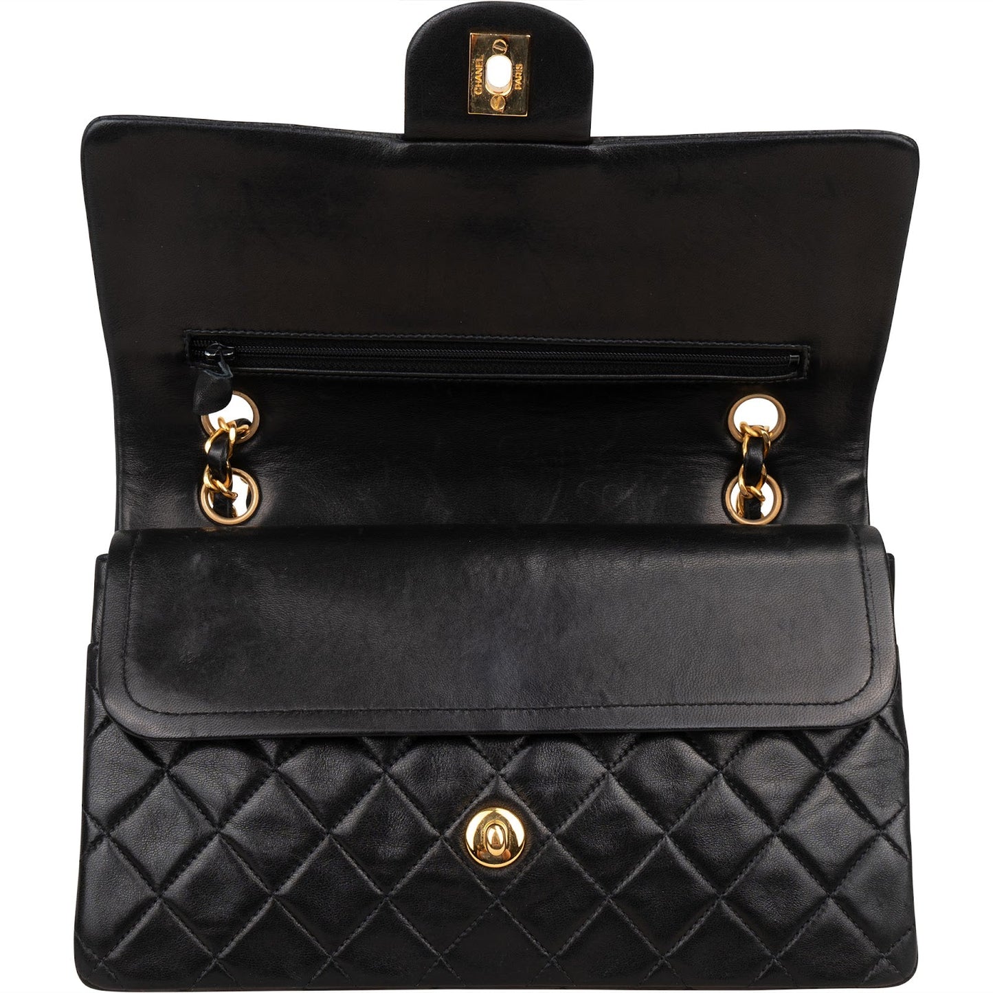 Chanel Quilted Lambskin Medium 24K Gold Double Flap Shoulder Bag