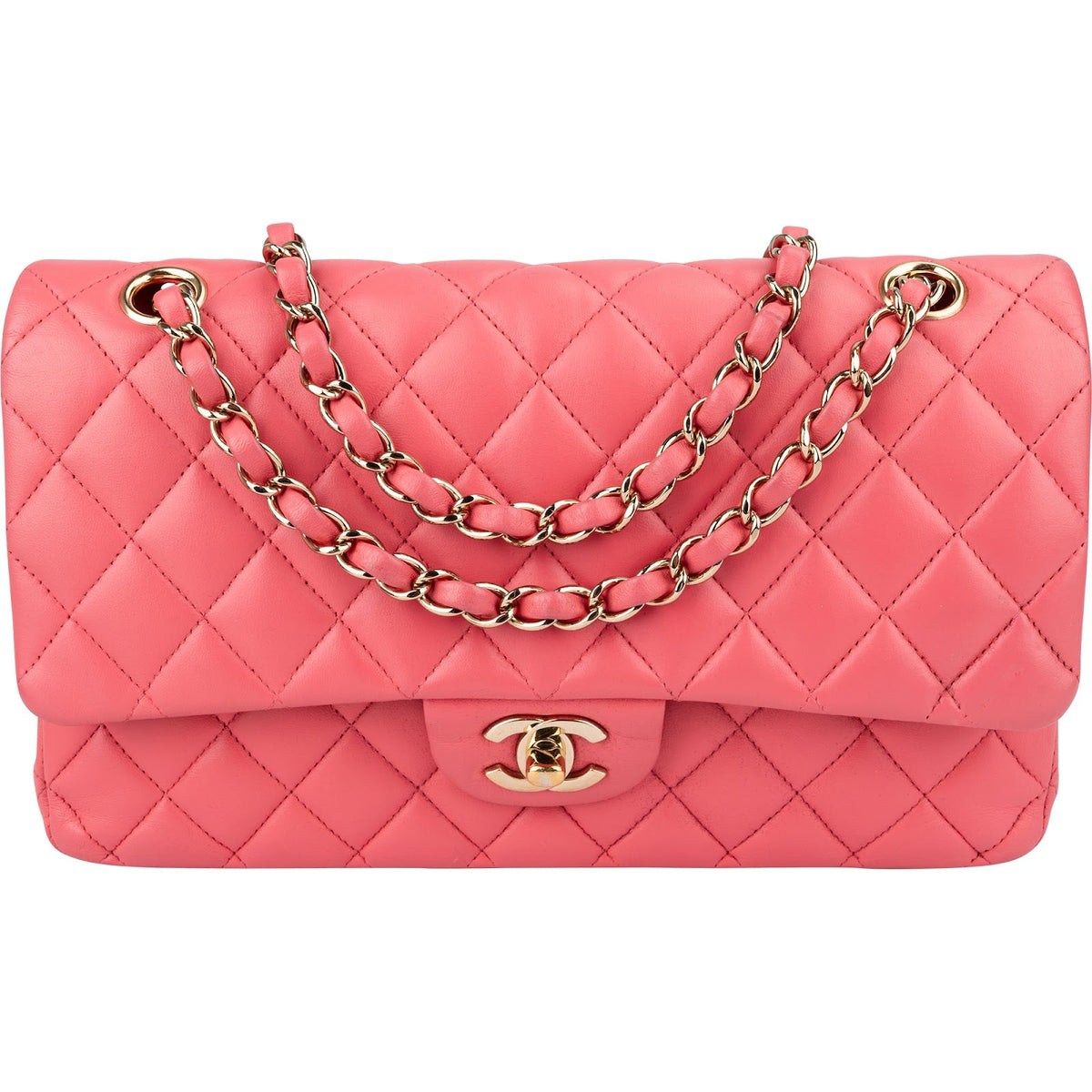 Chanel Quilted Lambskin Gold Medium Double Flap Shoulder Bag