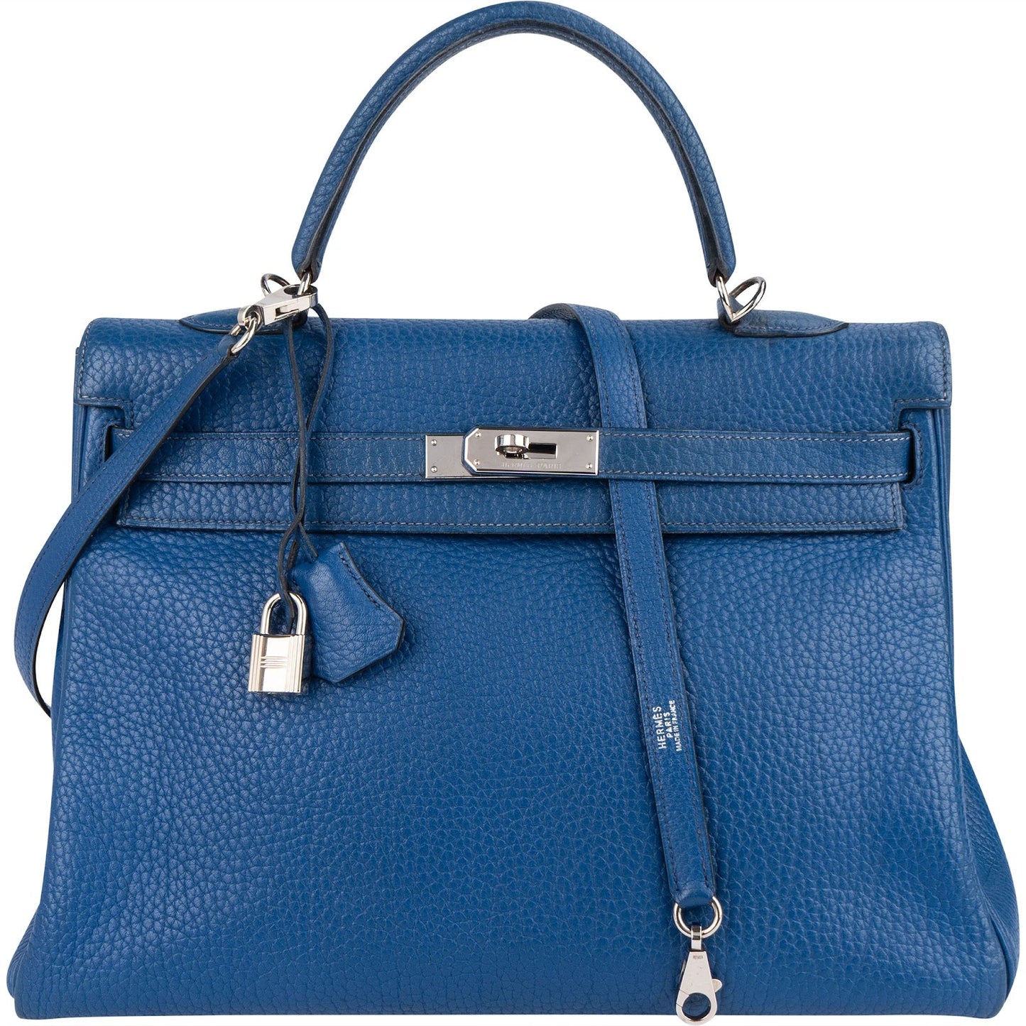 Hermès Bleu Togo Leather Kelly Retourne 35 Handbag