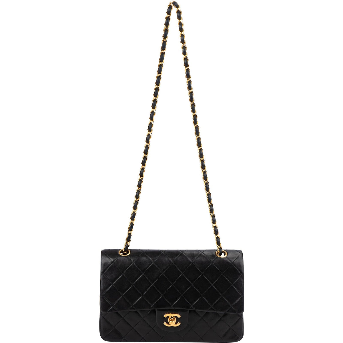 Chanel Quilted Lambskin Medium 24K Gold Double Flap Shoulder Bag