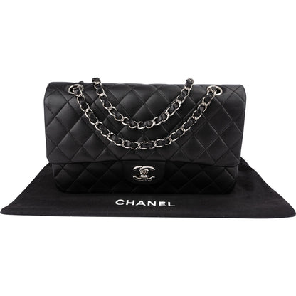 Chanel Quilted Lambskin Palladium Medium Double Flap Shoulder Bag