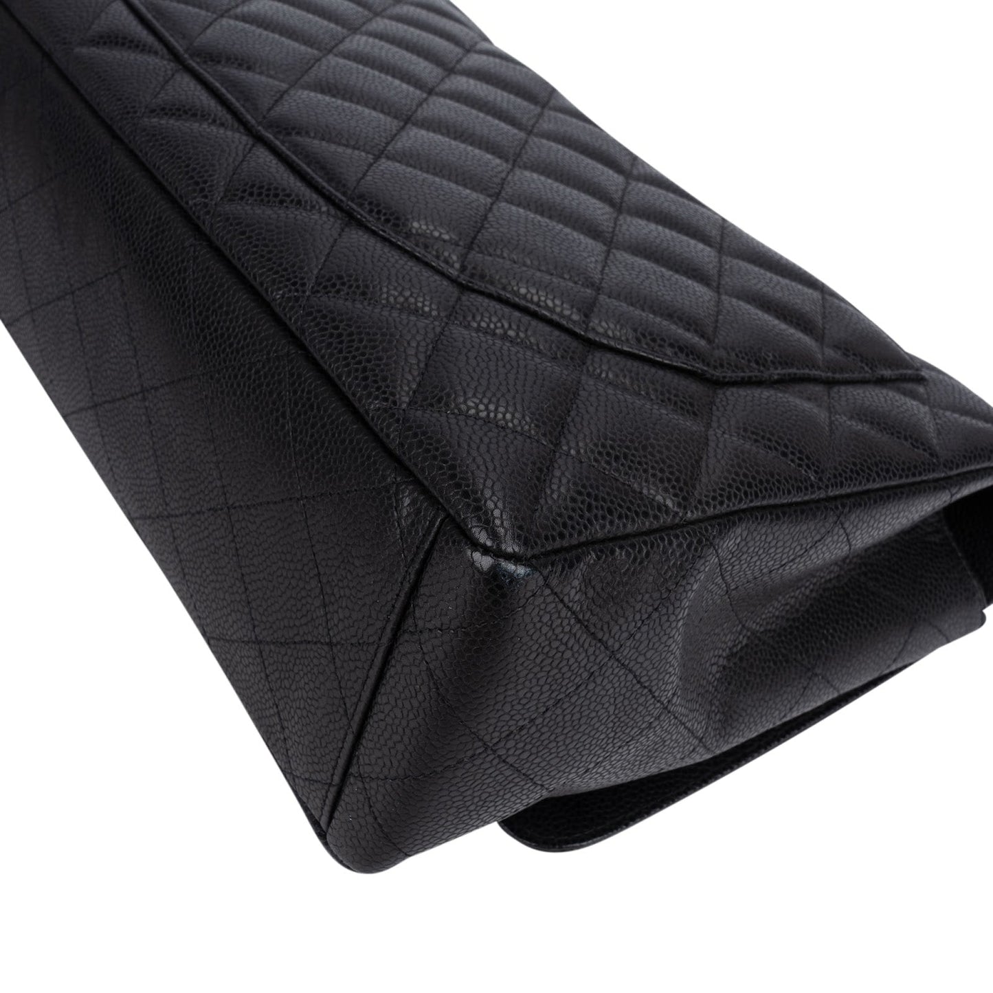 Chanel Quilted Caviar Leather Palladium Maxi Single Flap Crossbody Bag