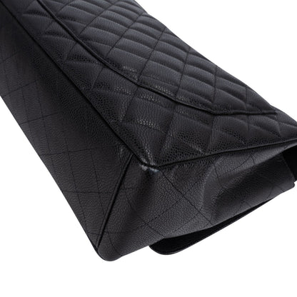 Chanel Quilted Caviar Leather Palladium Maxi Single Flap Crossbody Bag