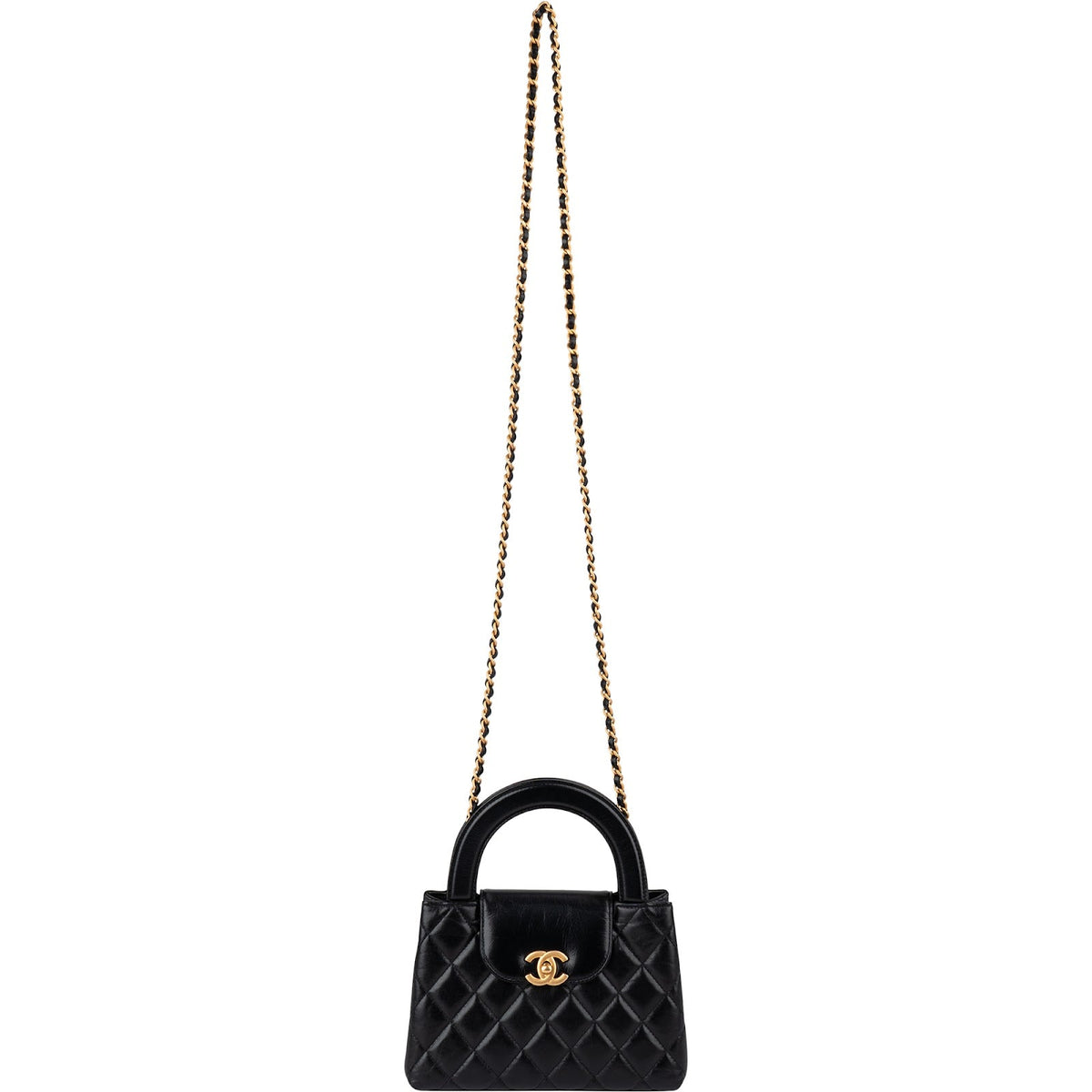 Chanel  Quilted Lambskin Kelly Top Handle Small Crossbody Handbag