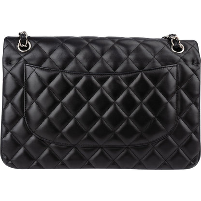 Chanel Quilted Lambskin Palladium Jumbo Double Flap Crossbody Bag