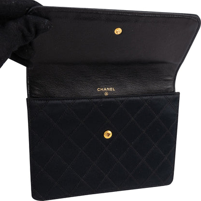 Chanel Quilted Satin Crystal CC Flap Clutch