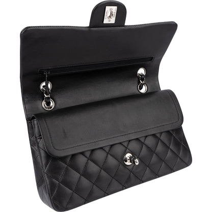 Chanel Quilted Lambskin Palladium Medium Double Flap Shoulder Bag