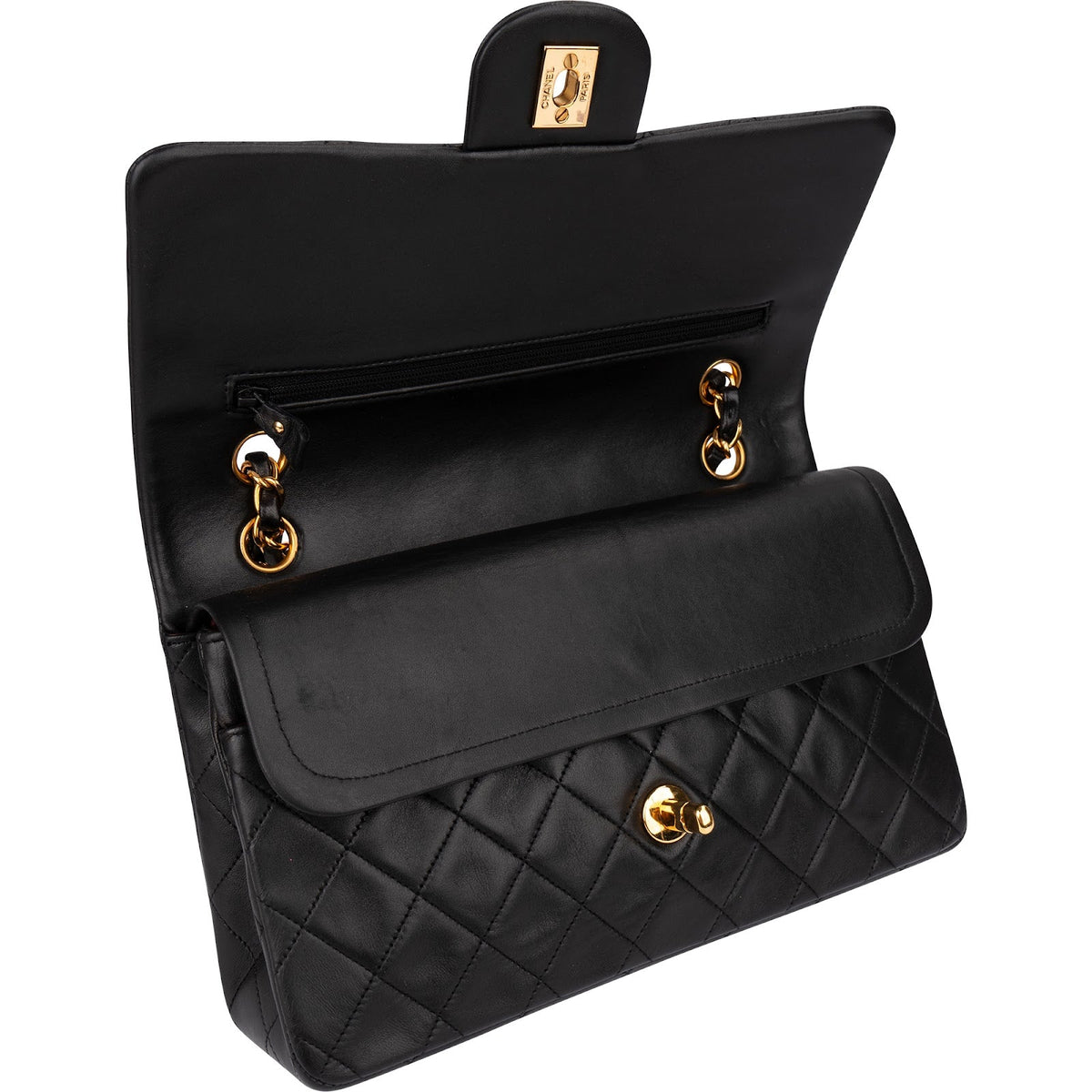 Chanel Quilted Lambskin Medium 24K Gold Double Flap Shoulder Bag