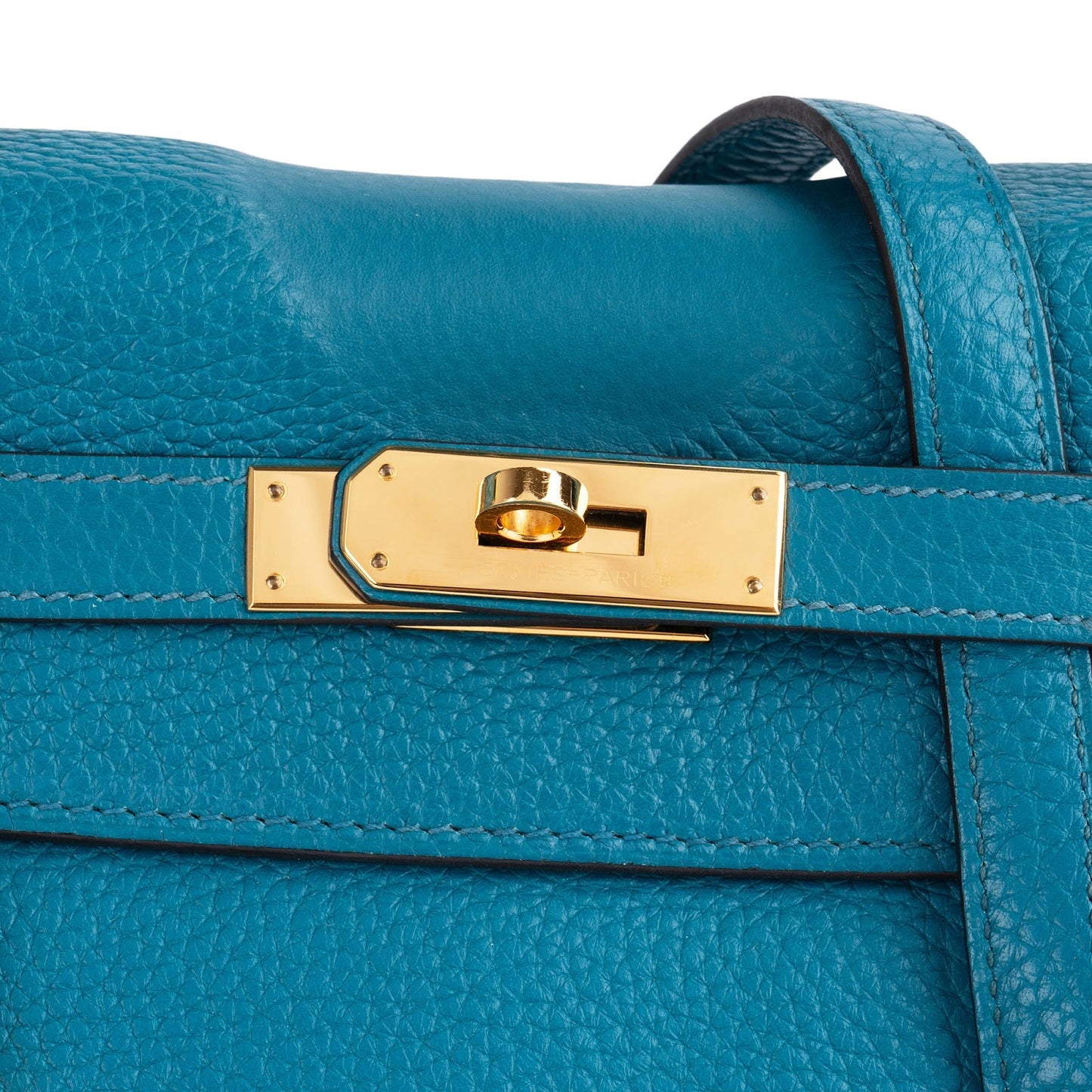 Hermès Bleu Izmir Clemence Leather Kelly 32 Handbag