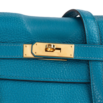 Hermès Bleu Izmir Clemence Leather Kelly 32 Handbag