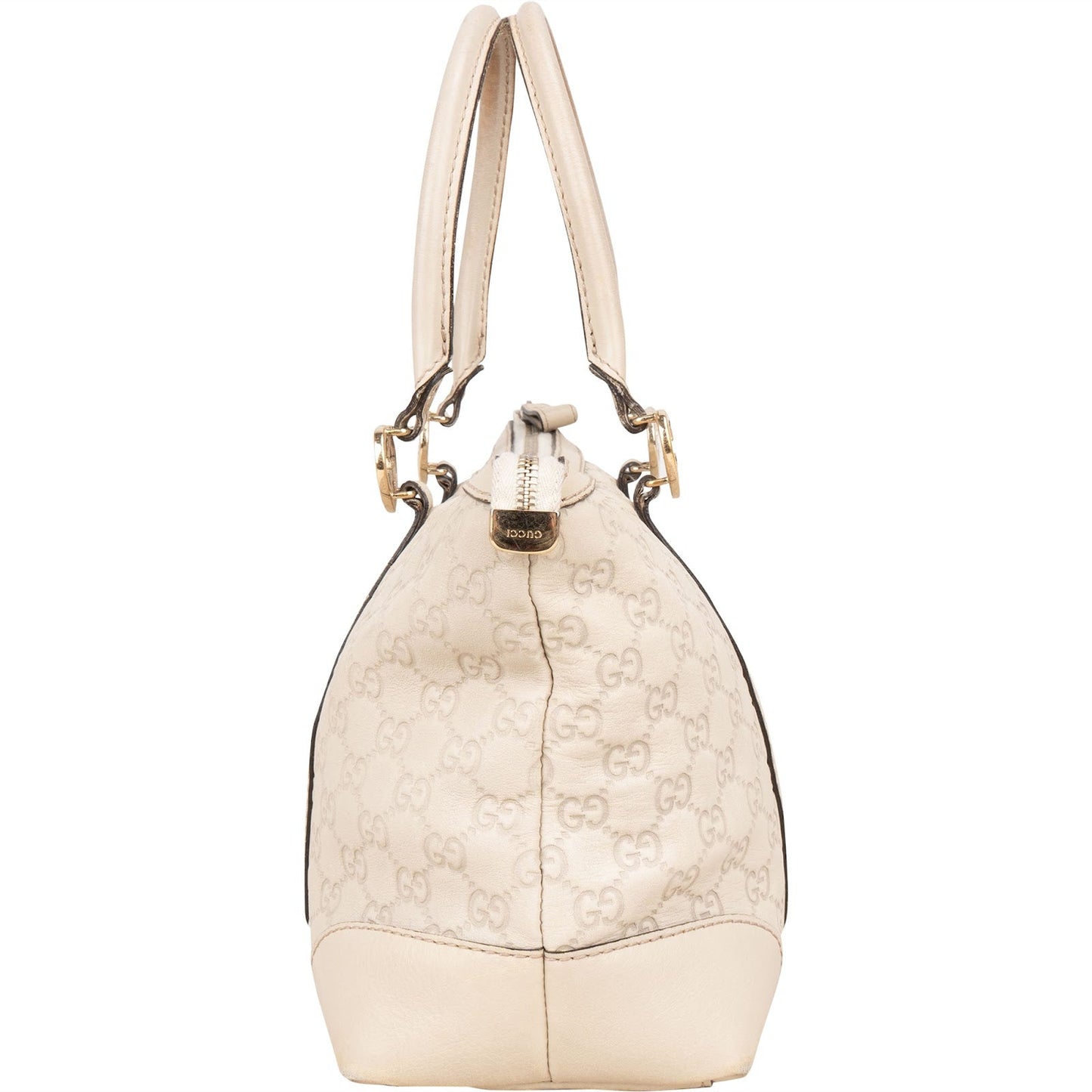 Gucci GG White Leather Guccissima Twin Heart Handbag