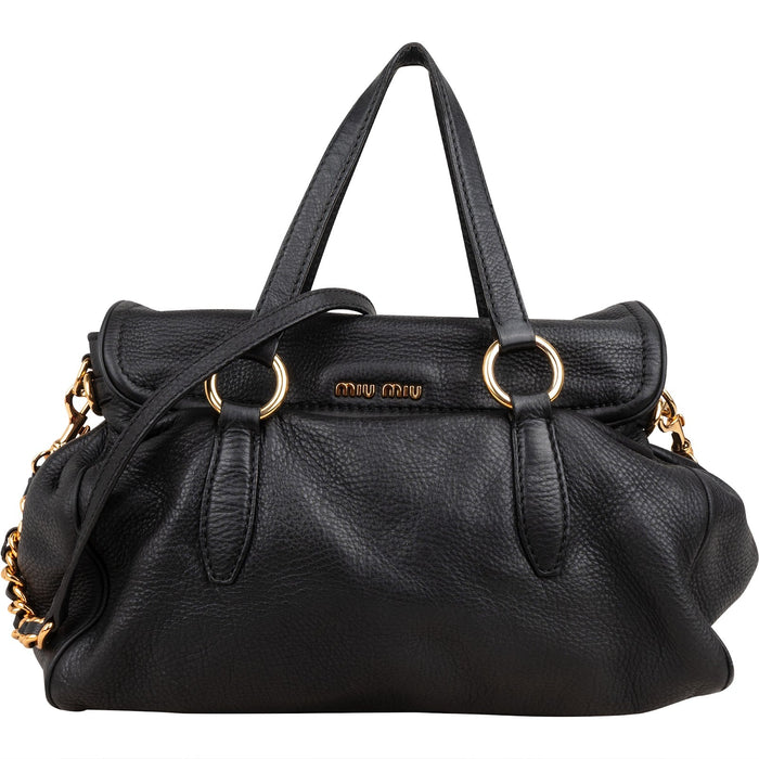 Miu Miu Vitello Daino Leather Bauletto Satchel Handbag