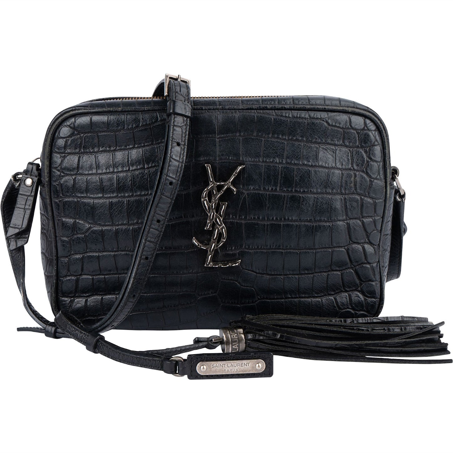 Saint Laurent Croc-Embossed Leather Lou Camera Crossbody Bag