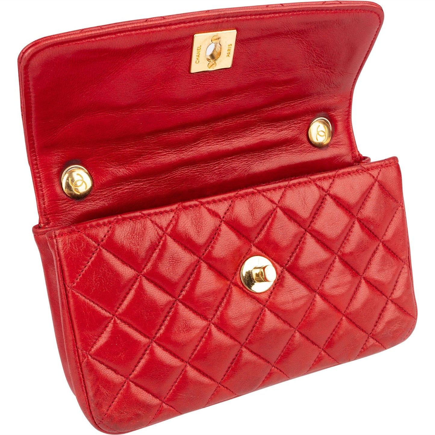 Chanel Quilted Lambskin 24K Gold Small Single Flap Crossbody Bag