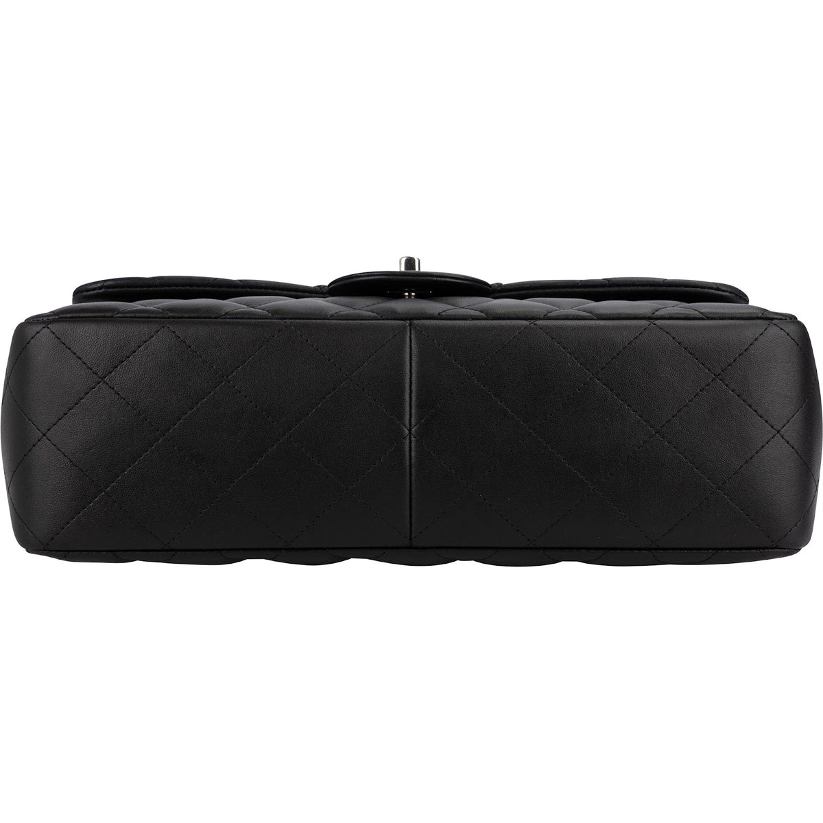 Chanel Quilted Lambskin Palladium Jumbo Double Flap Crossbody Bag