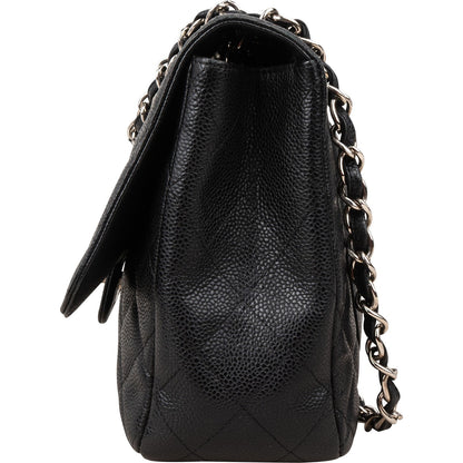 Chanel Quilted Caviar Leather Jumbo Single Flap Crossbody Bag
