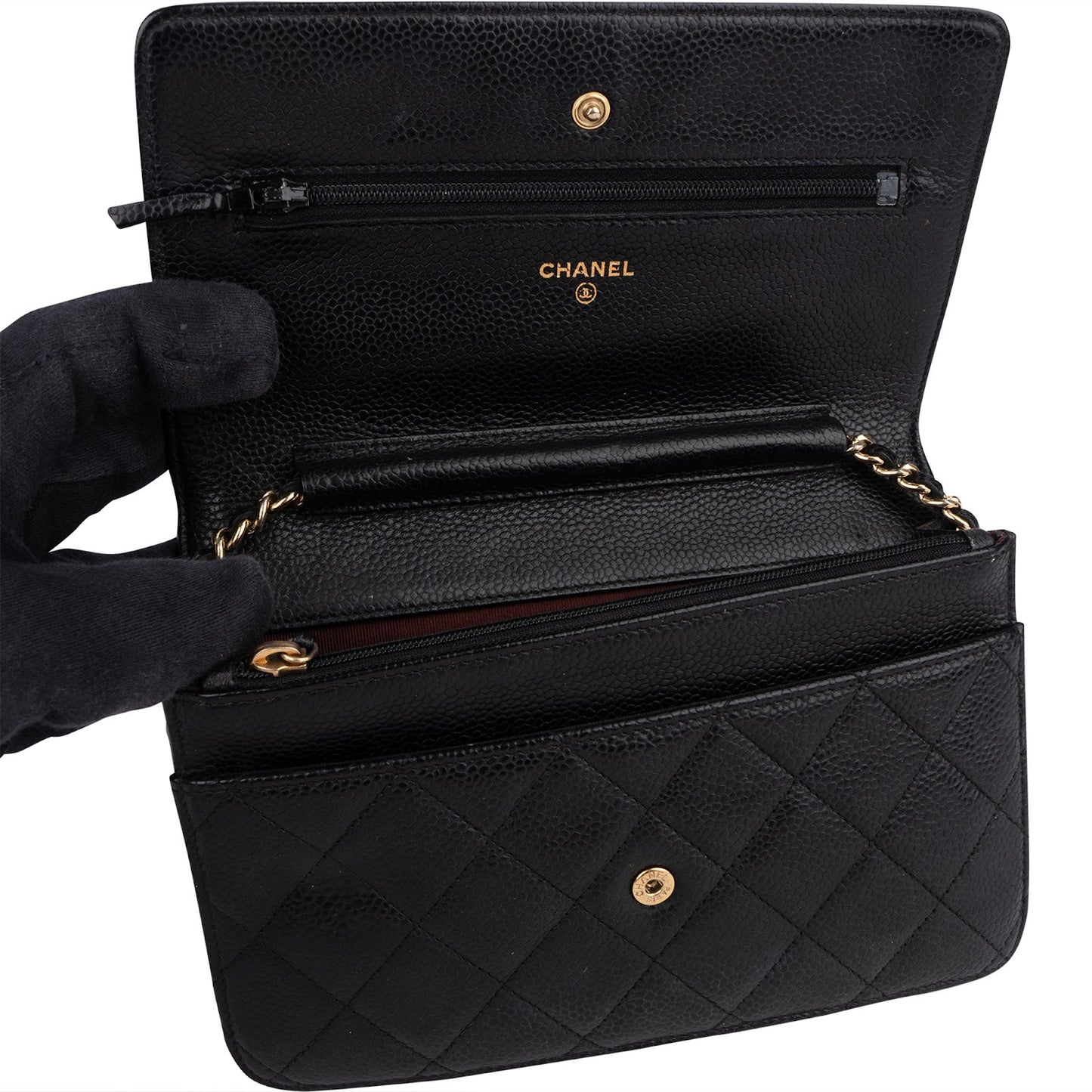 Chanel Quilted Caviar Leather Wallet On Chain Crossbody Bag