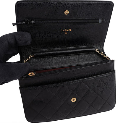 Chanel Quilted Caviar Leather Wallet On Chain Crossbody Bag