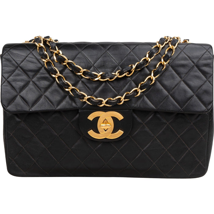Chanel Quilted Lambskin 24K Gold Jumbo Single Flap Crossbody Bag