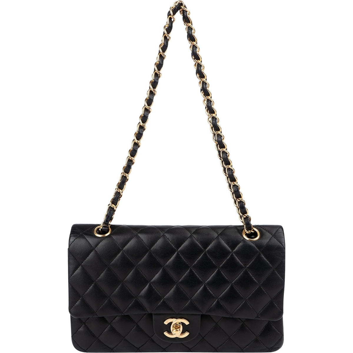 Chanel Quilted Lambskin CC Medium Double Flap Shoulder Bag