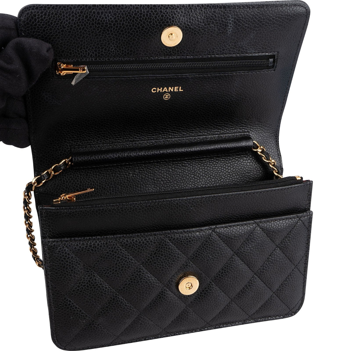 Chanel Quilted Caviar Leather Wallet On Chain Crossbody Bag