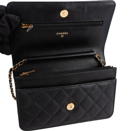 Chanel Quilted Caviar Leather Wallet On Chain Crossbody Bag