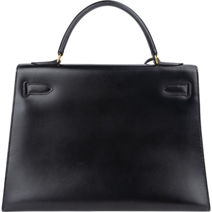 Hermès Noir Box Calf Kelly 32 Sellier Handbag