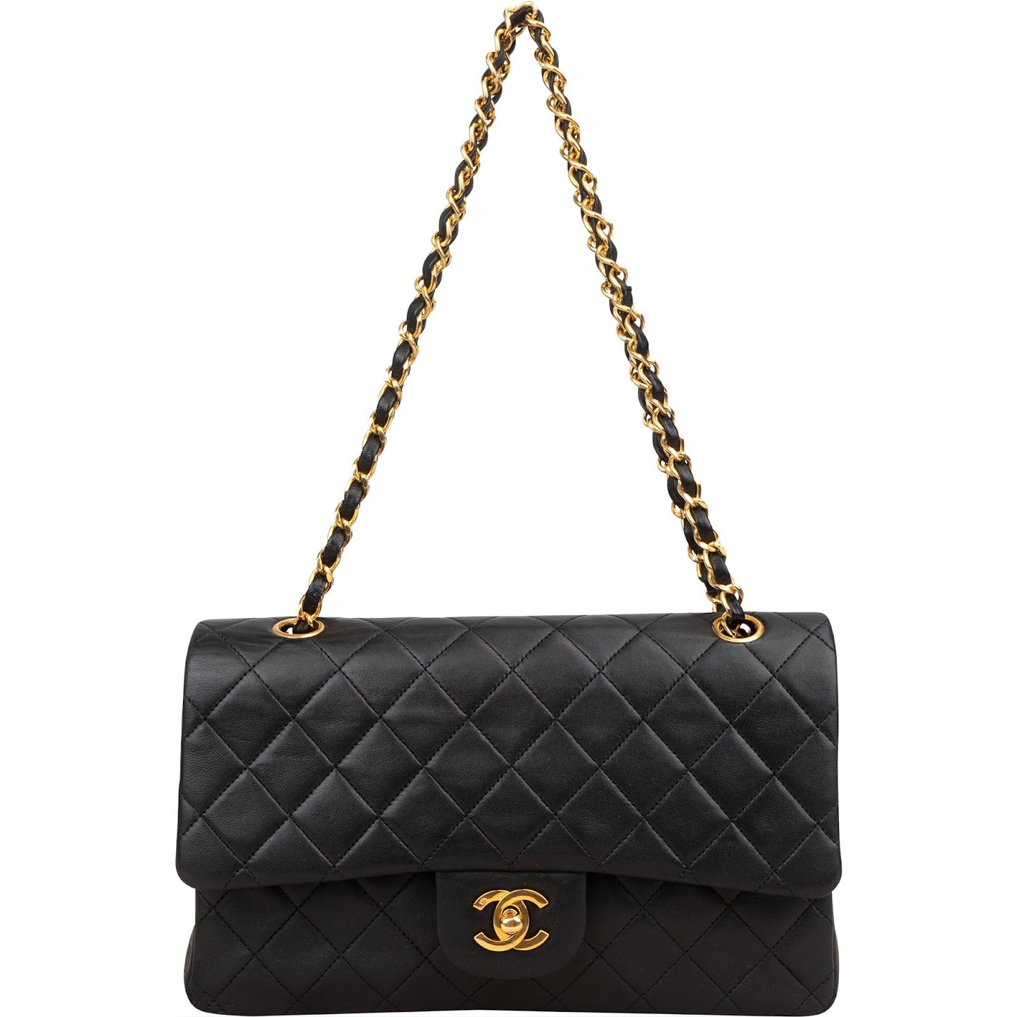 Chanel Quilted Lambskin 24K Gold Medium Double Flap Shoulder Bag