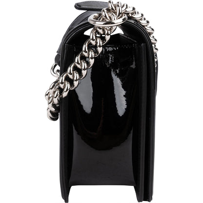 Chanel Quilted Patent Caviar Leather Large Boy Single Flap Crossbody Bag
