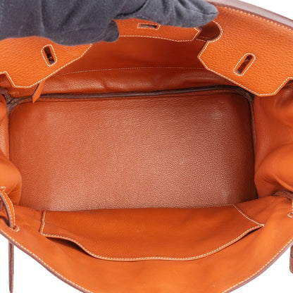 Hermès Brun Fjord Leather Birkin 35 Handbag